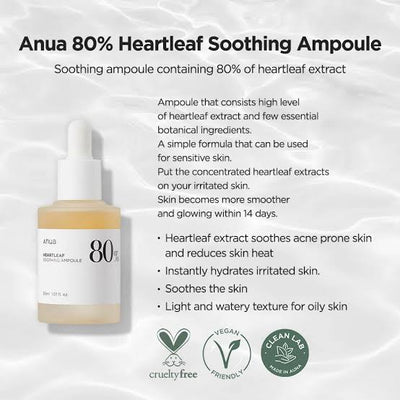 Anua Heartleaf 80 Moisture Soothing Ampoule - Top Skincare Pick